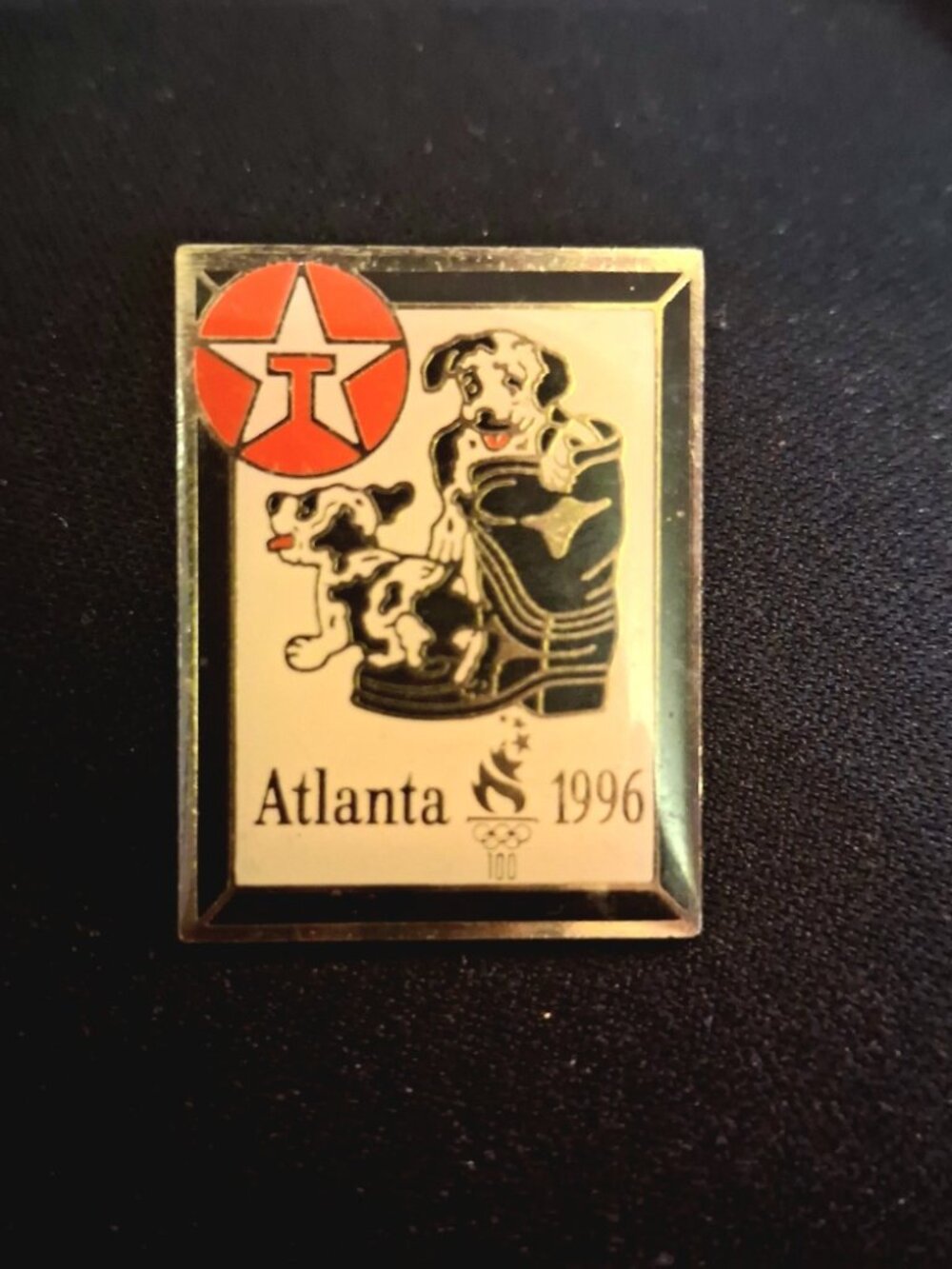 Vintage 1996 Atlanta Olympics Texaco Sponsor Pin - Dalmatians in Fireman Boot
